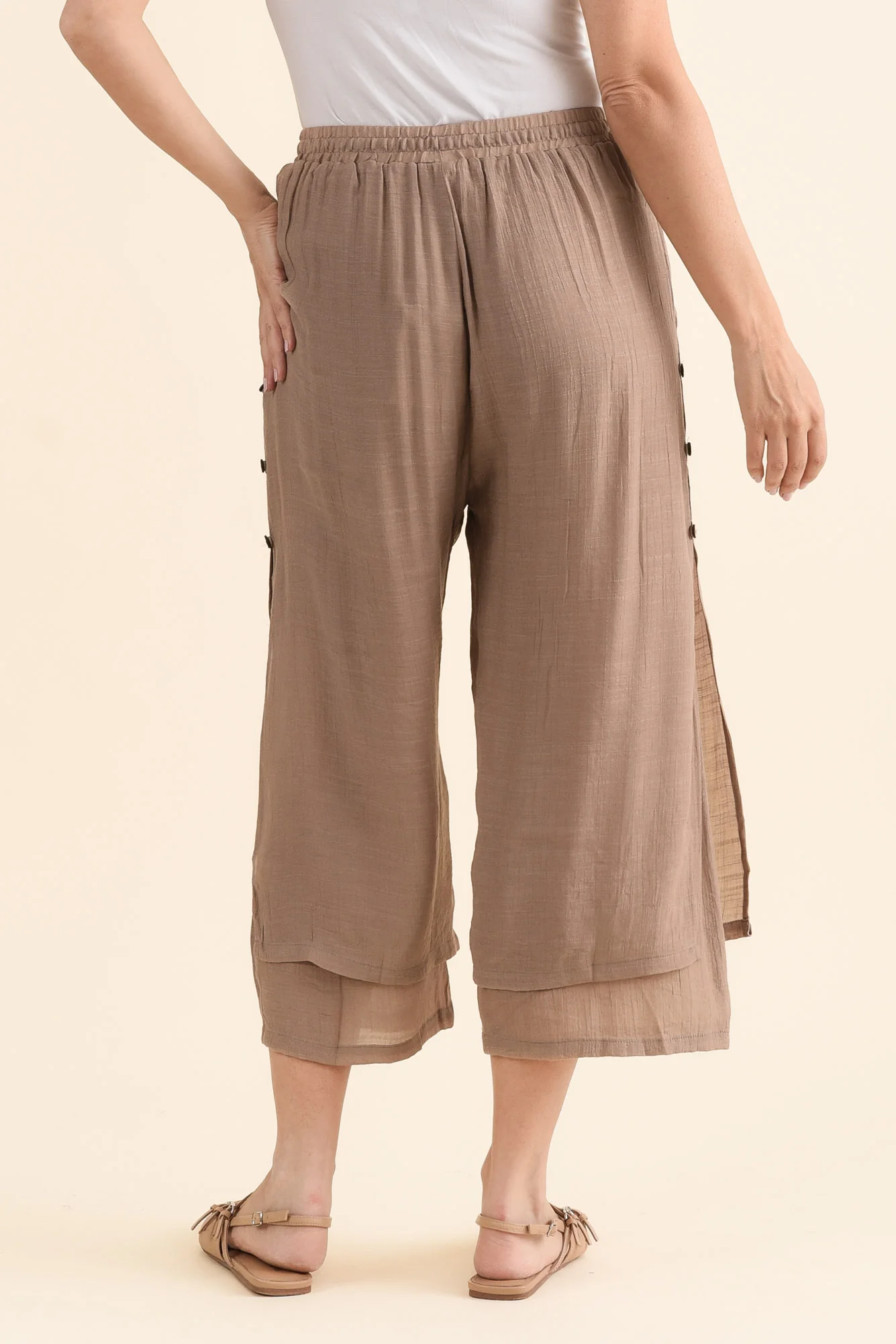 Watson Mocha Cotton Blend Layered Pants - Image 4