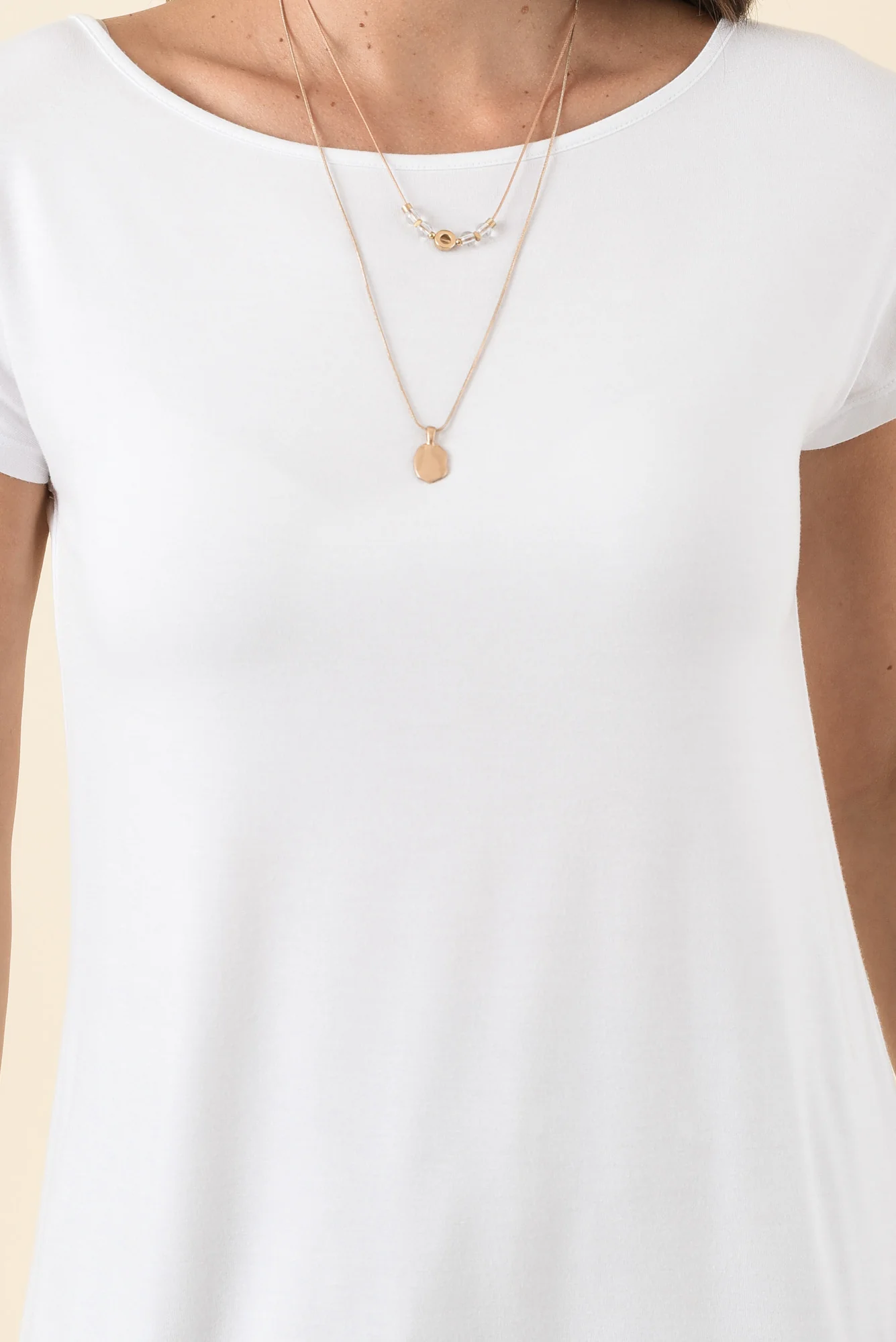 Pia White Bamboo Boatneck Tee - Image 5