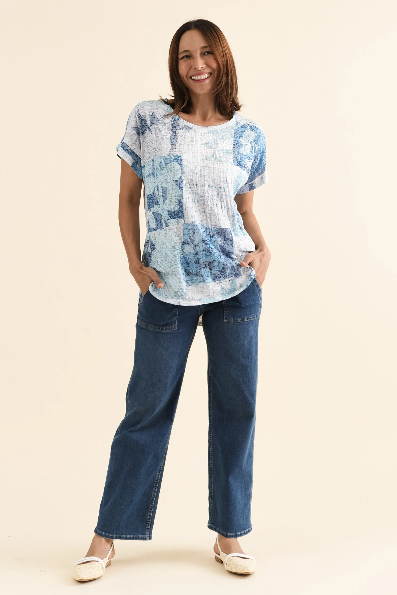 Wilona Blue Botanical Cotton Blend Tee - Image 2