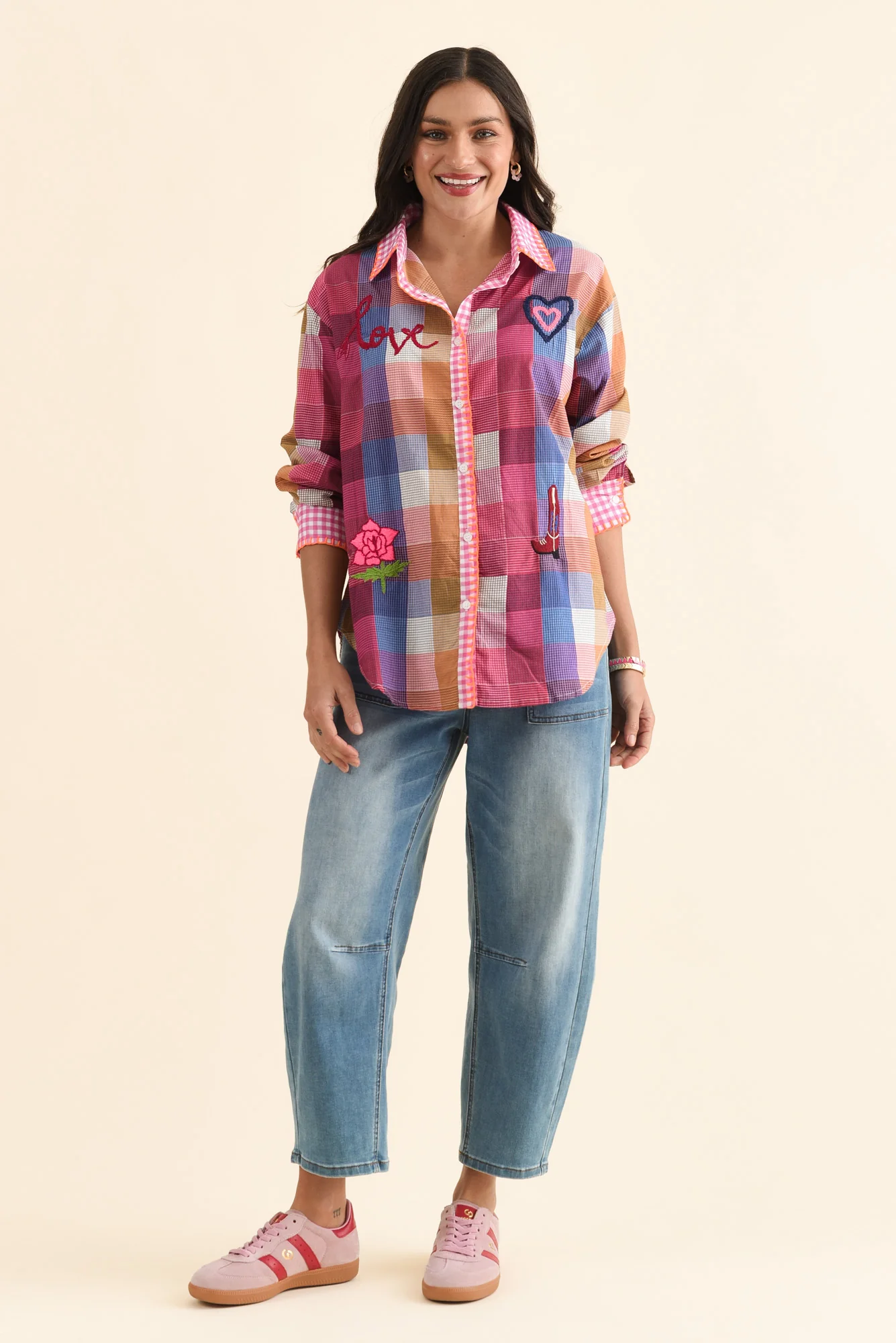 Woods Pink Heart Cotton Embroidered Shirt - Image 6