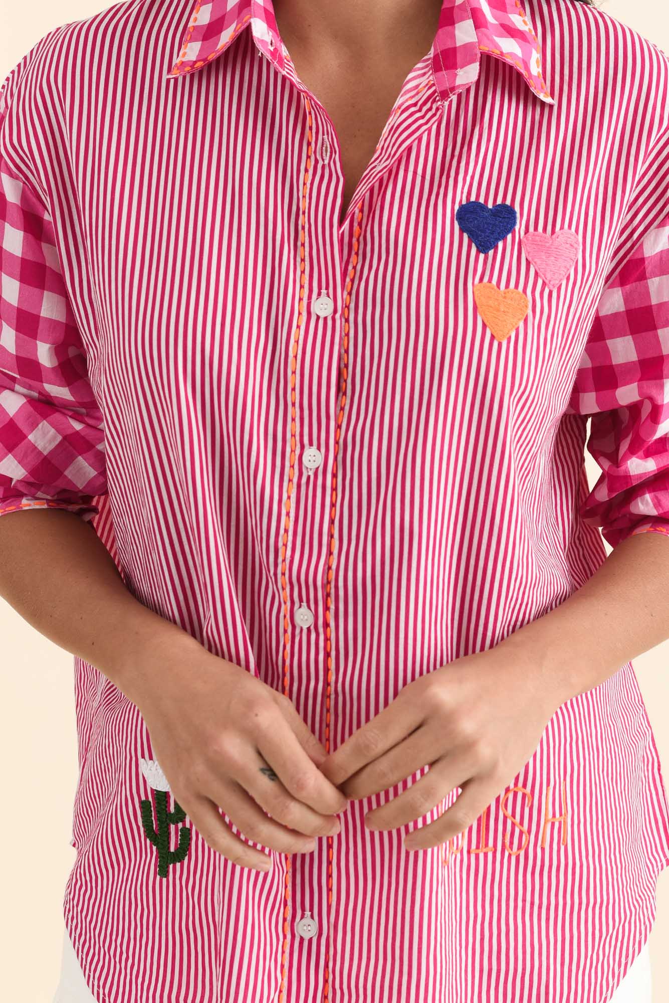 Woods Pink Western Cotton Embroidered Shirt - Image 5