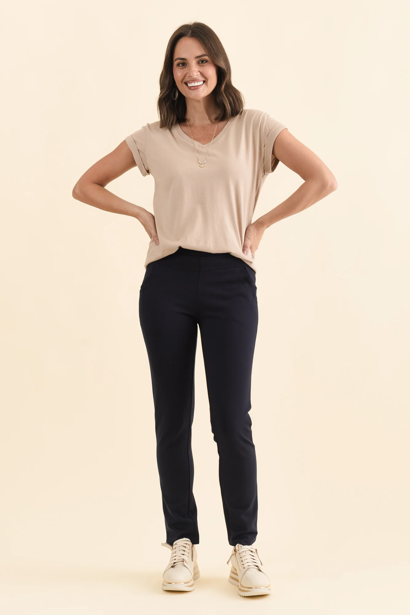 Zachary Navy Stretch Pants - Image 2